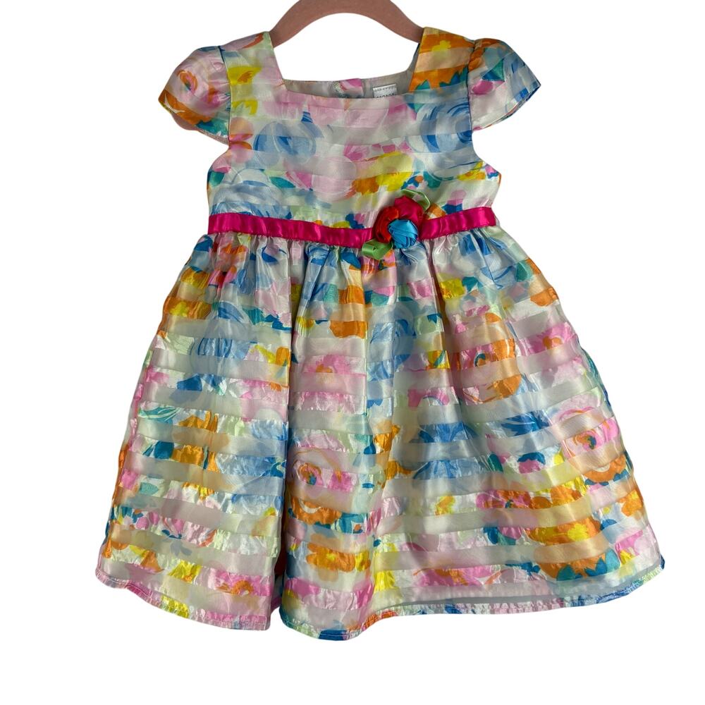 George Formal Baby Girl Dress 24 Mo Special Occasion Easter Floral Satin Ribbon